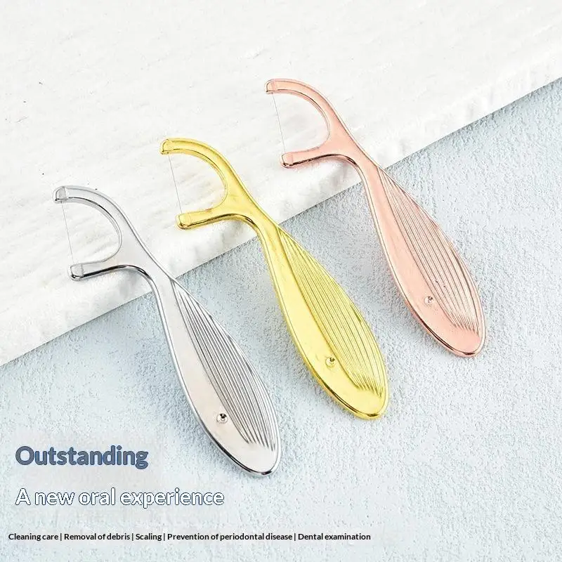 1/9Pcs Stainless Steel Reusable Toothpick Dental Floss Set Tooth Clean Tools With Metal Case For Home Travel Daily Teeth Care
