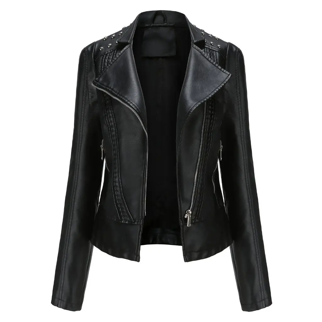 

2020wish Slim Women's Leather Jacket Thin Motorcycle Clothing Spring Autumn Fashion Outerwear for Ladies