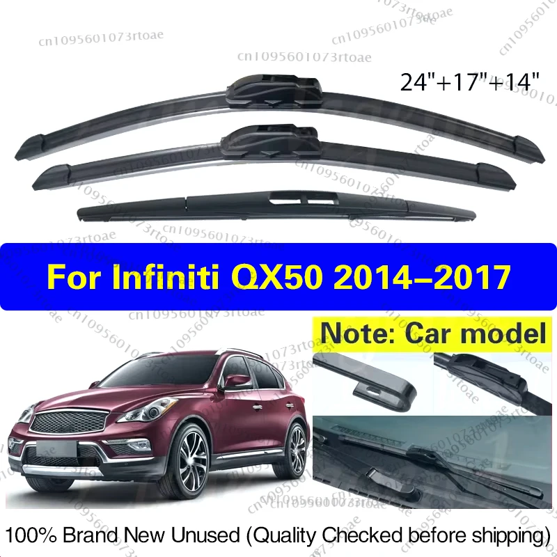 

For Infiniti QX50 2014 2015 2016 2017 24"17"14" Front Rear Wiper Blades Soft Rubber Windshield Windscreen Window Car Accessories