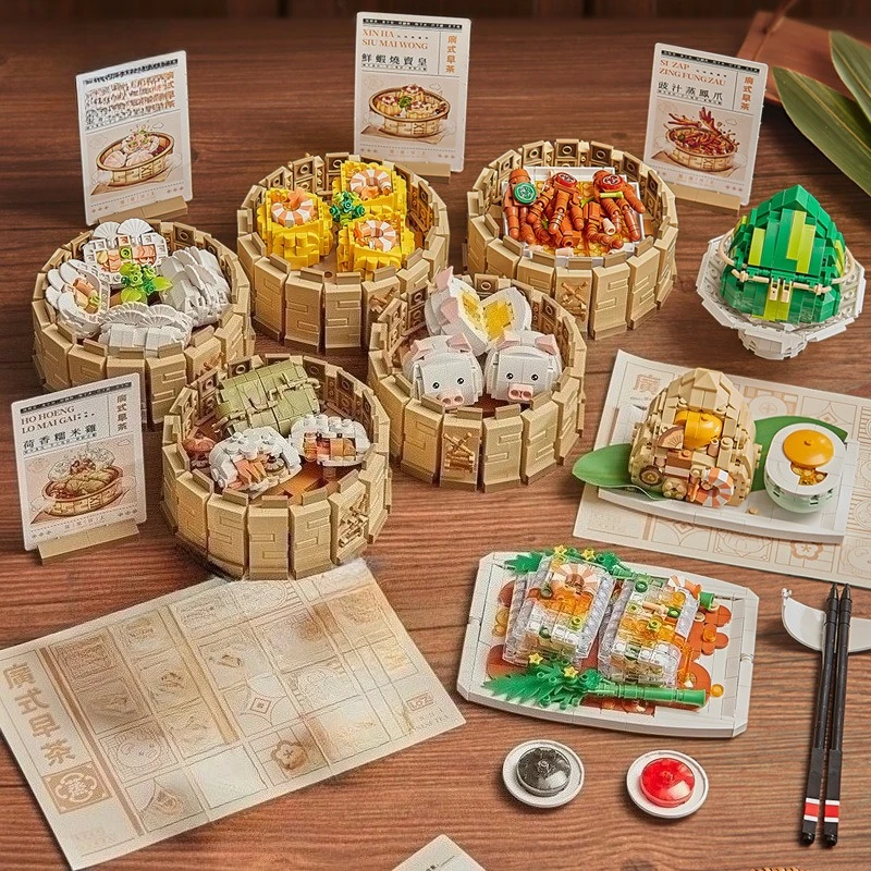 

Строительные блоки, Кантонский димсам, мелкие частицы, развивающая еда, модные игрушки, игрушки для сборки и подарки