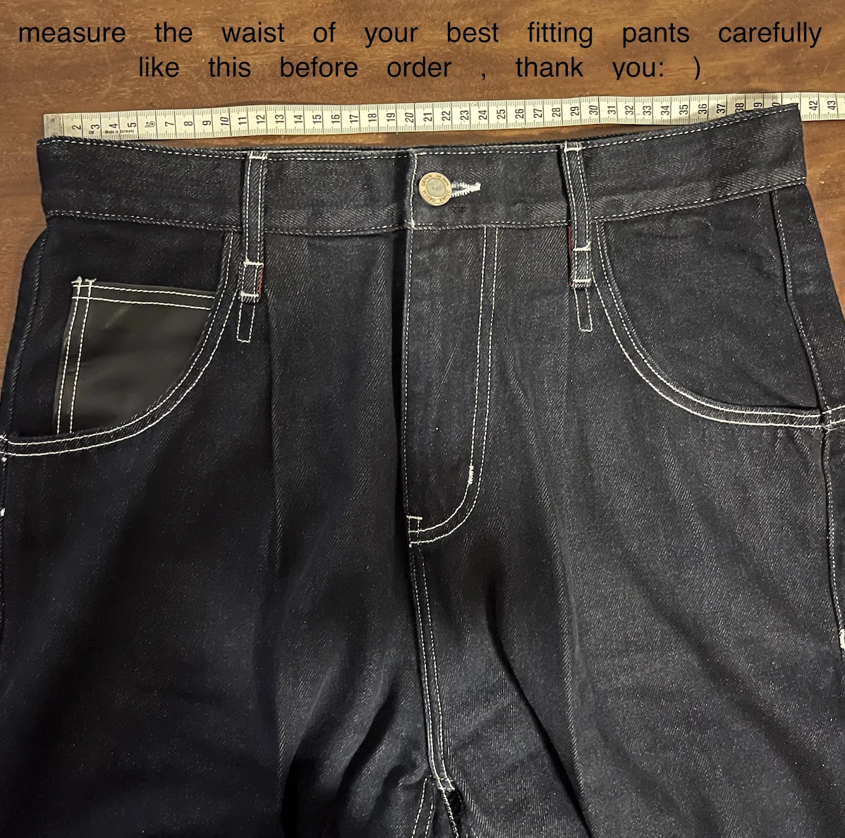 DN-0006 14oz سراويل جينز فضفاضة مغسولة باللون النيلي الخام