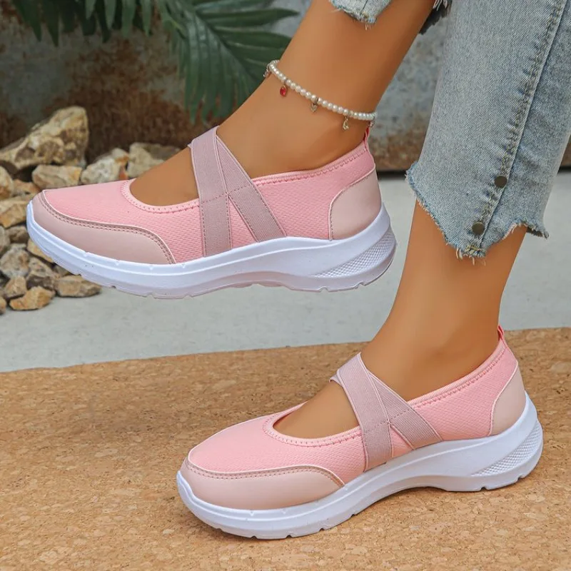 Atmungsaktive Flache Schuhe für Damen, Frühling/Sommer, Übergröße 43, Slip-On-Plateau-Sneaker, bequeme, weiche, rutschfeste Freizeitschuhe für Frauen – Detail 4