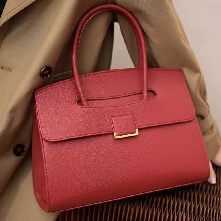 Women Large Capacity Commuter Briefcase Bag, Minimalist Elegant PU Handbag, Stylish Office Top Handle Bag