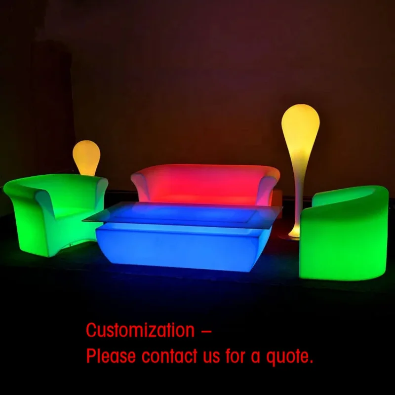 custom.Bar Furniture Sets Lighted Led Cocktail Table Design Re-chargeable Plastic Modern PE Commercial Furniture Wireless Remote