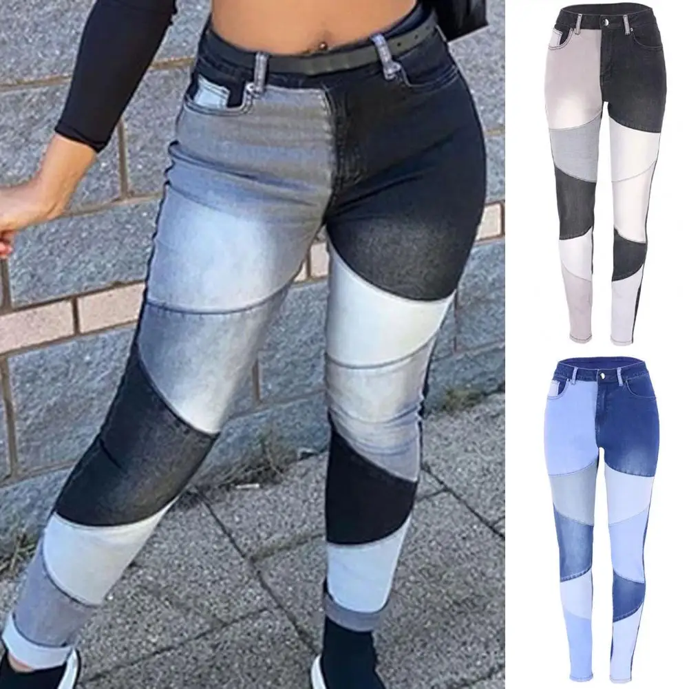 

Pants Vintage Bottoms Women Jeans Women Splicing High Elasticity Skinny Jeans for Going Out