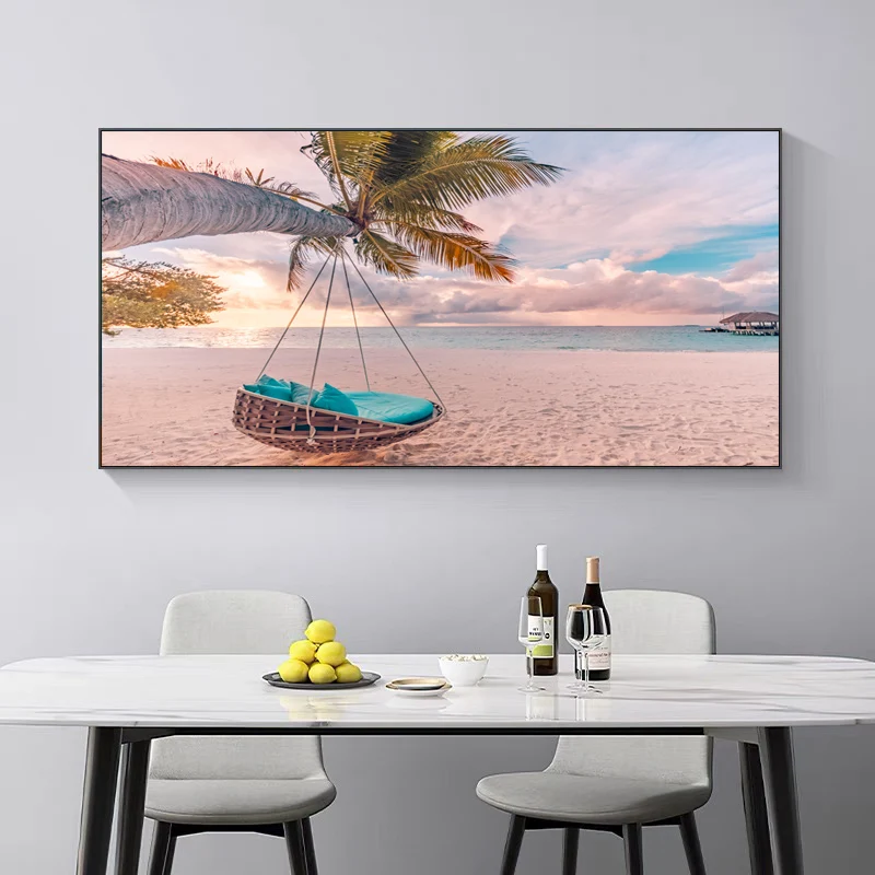 Seaside Beach Hammock Landscape Canvas Painting Posters and Prints Wall Art Pictures Bedroom Living Room Home Decor No Frame