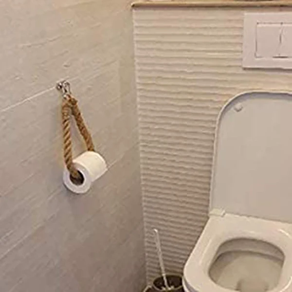 Nuevo soporte de papel higiénico de cuerda de yute Industrial, soporte de toalla de papel higiénico perforado, se puede utilizar para decoración de baño