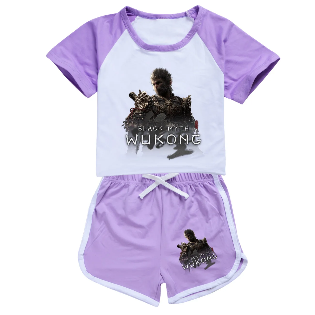 Black Myth Wukong Game TShirt Kids Summer Pajama Sets Teenager Boys Nightwear Baby Girls Short Sleeve T-shirts Shorts 2pcs Set