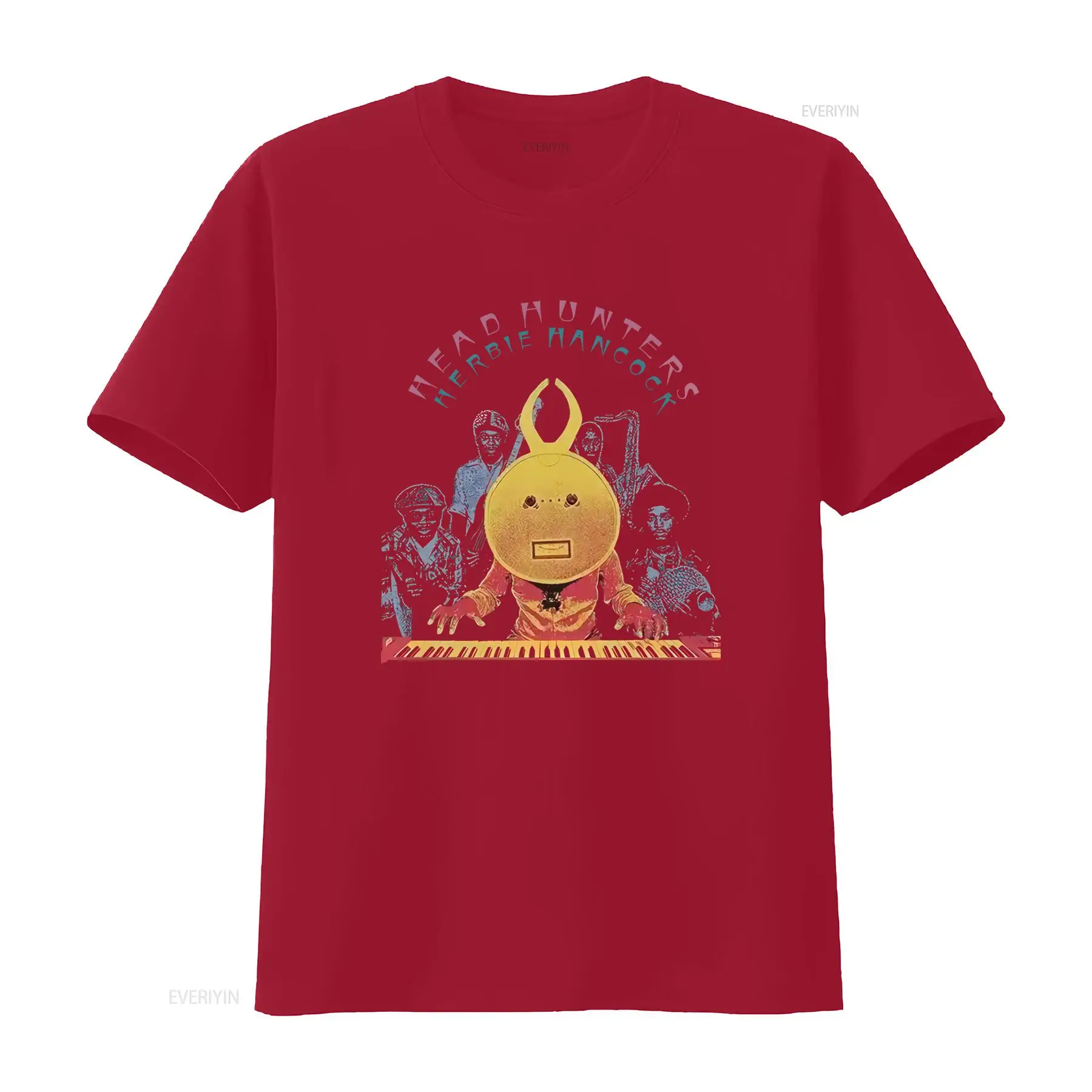 Vintage Herbie Hancock Headhunters Jazz Funk Bedrucktes T-Shirt Unisex 100% Baumwolle Retro Musik Streetwear Kurzarm-Shirt – Detail 7