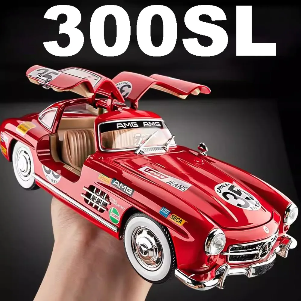 Scale 1:24 300SL GTR F1 Safety Car Model Toy Doors Opened Pull Back Sound Light Shock Absorption Vehicle Models Kids Best Toys
