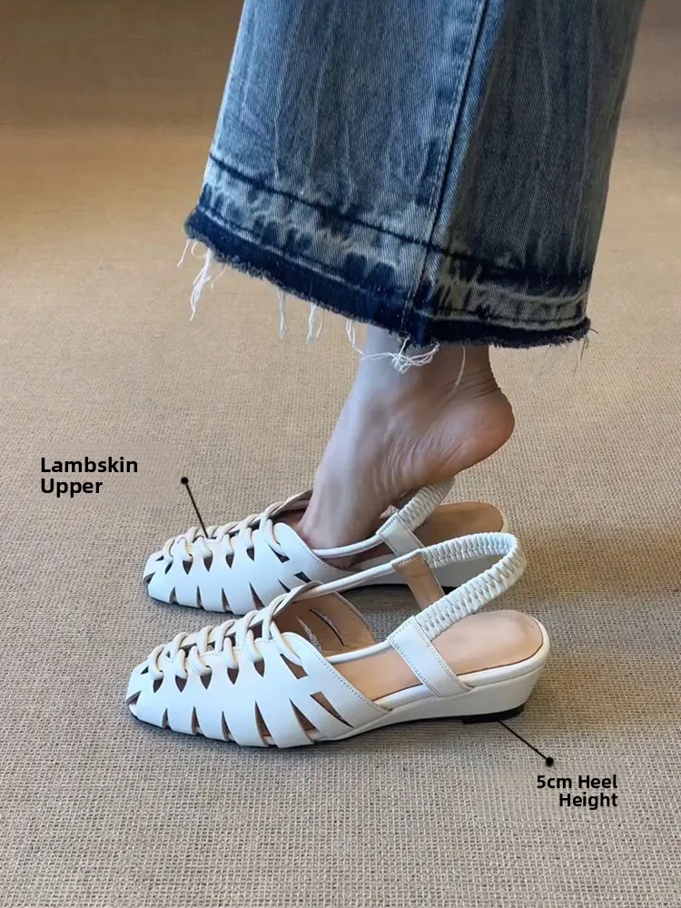 retro-handwoven-hollow-out-sheepskin-roman-sandals-women's-summer-outdoor-pig-cage-shoes-heightening-casual-fashion-sandals