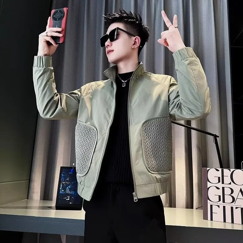 

Мужская вязаная куртка на молнии для весны и осени, повседневная, универсальная, ветрозащитная, приталенного кроя