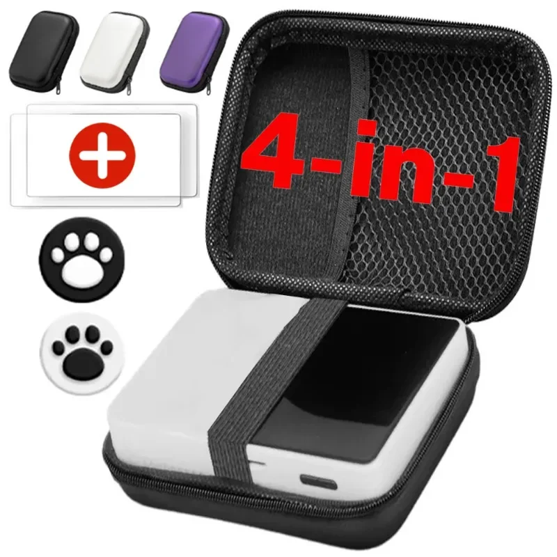 4 in 1 Portable Storage Case for R35S/R36S Carrying Bag Game Joystick Thumb Grip Cap with Tempered Glass Screen Protectors