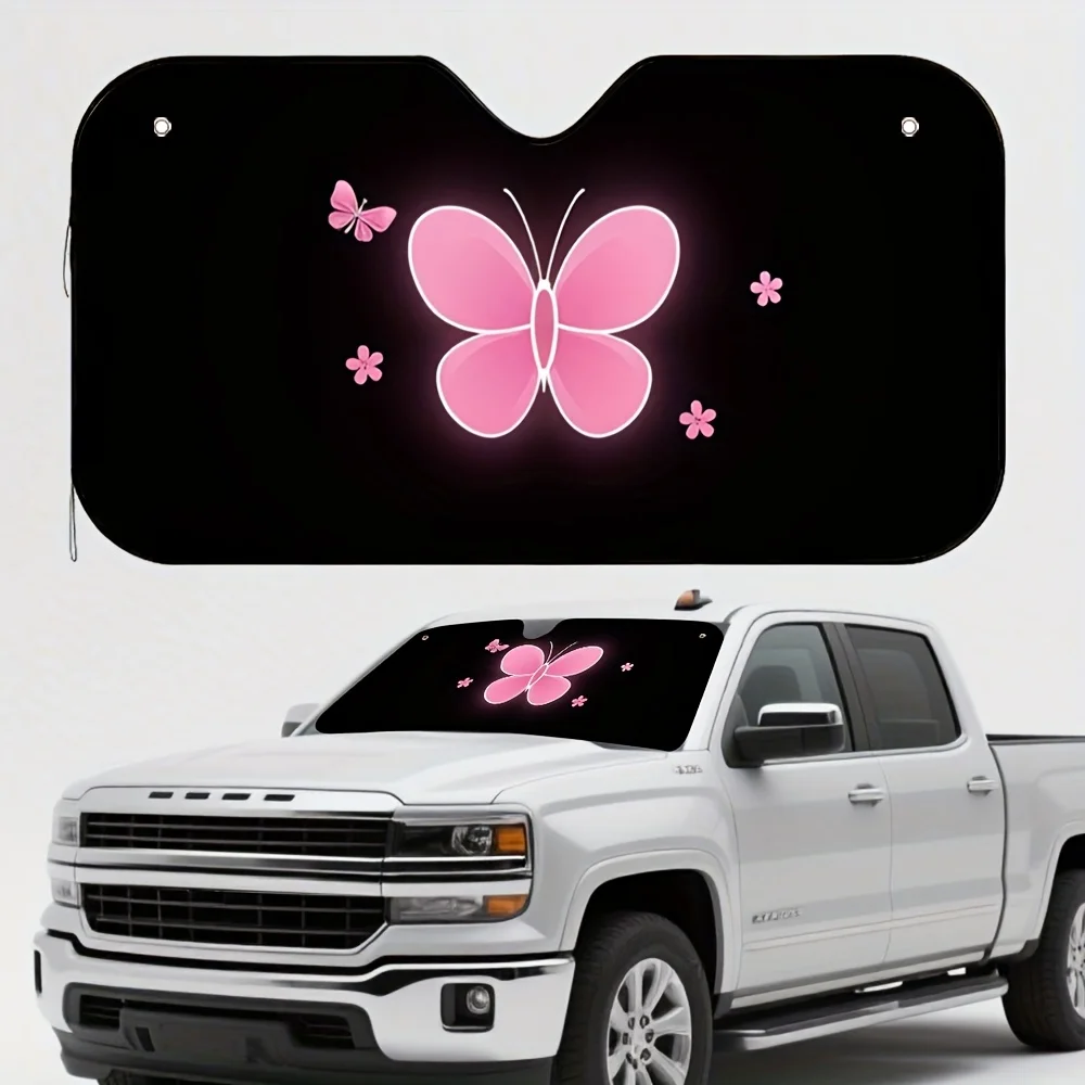 

1 шт. Автомобильный солнцезащитный козырек с силуэтом Сакуры — розовый дизайн вишни и бабочки, подходит для всех транспортных средств, быстрая блокировка солнечного света, Dur