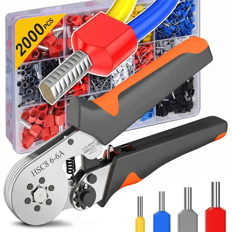 

Ferrule Crimping Tool HSC8 6-4/6-6 Electrical Crimper Plier For Wire End Crimp Tube Terminals Electrical Circuit Repair