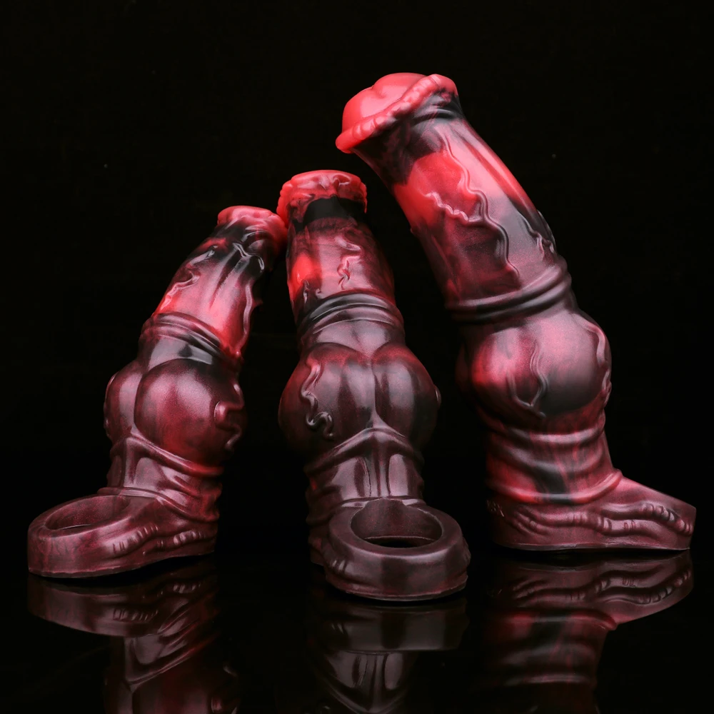 NNSX Large Horse Penis Sleeve Hollow Dildo Enlargement Sleeve Silicone Reusable Knot Condom Cock Ring Extender Sex Toys for Men view 3