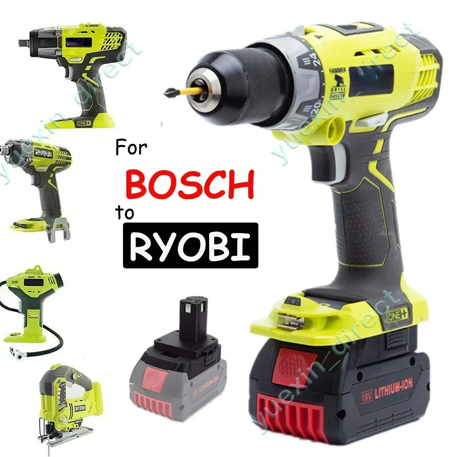 Imagem -02 - Adaptador de Bateria para Bosch Adaptador de Broca Power sem Fio Ferramenta Elétrica Modificada 18v Lithium-ion to para Ryobi One Plus 18 20v