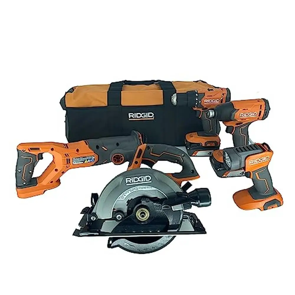 18V 5-Tool Cordless Kit with 4.0 Ah Batteries Charger High Torque Hammer Drill Impact Driver Recip Saw Circ Saw Compatible with