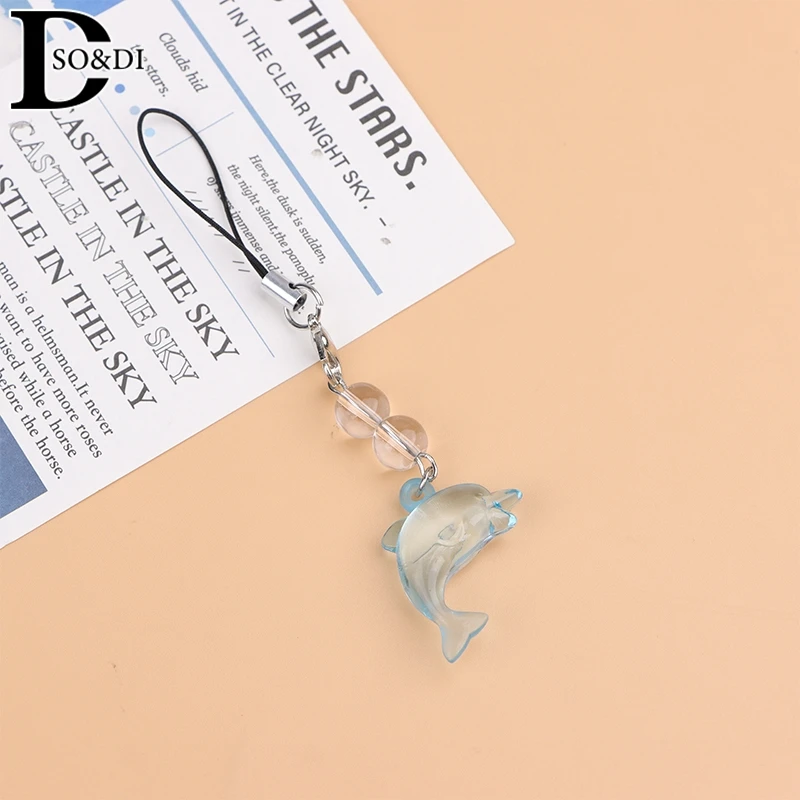 Cute Dolphin Phone Charm Lanyard Y2K Simple Ocean Animal Theme Mobile Phone Chain Cell Phone Keychain Keycord Accessories