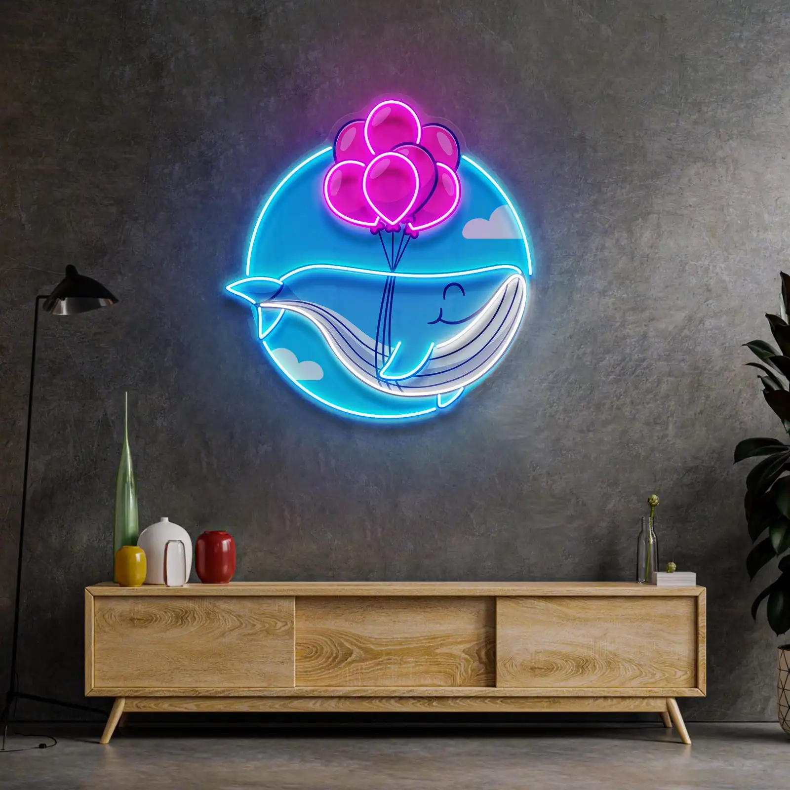 

Whale LED Neon Sign Light Wall Art Decor Game Room Bedroom Sign for Kids Teens Birthday Gift Wedding Wall Hanging