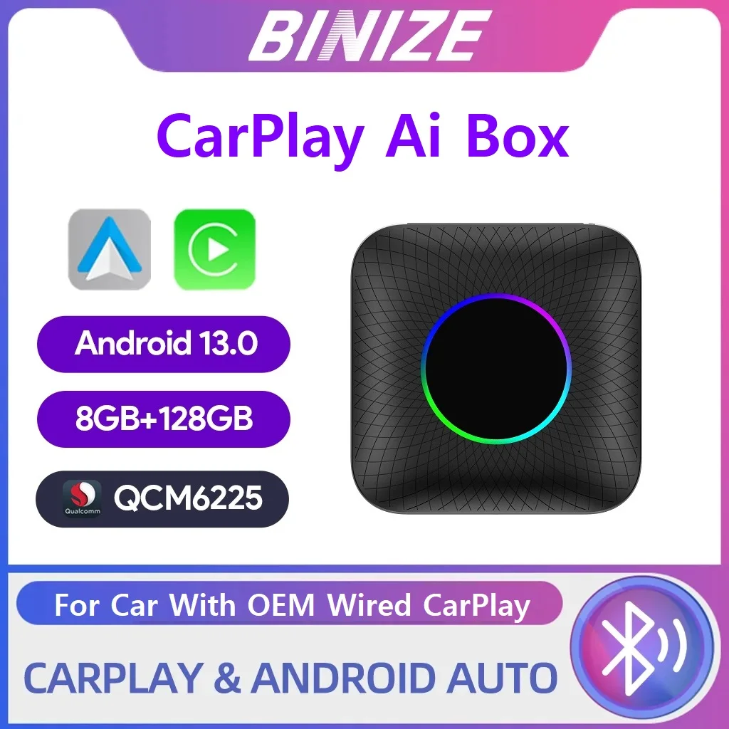 Binize CarPlay AI Box Android 13.0 Wireless CarPlay ＆ Android Auto Octa-Core 4G LTE For Car With OEM CarPlay FOTA Upgrade