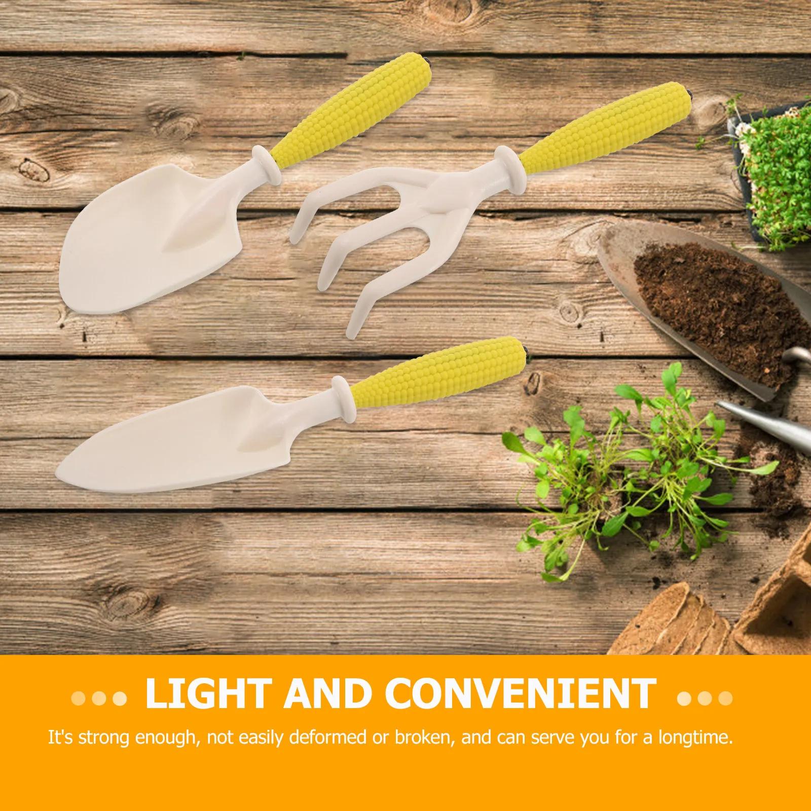1Set Ergonomic Garden Hand Trowel and Rake Set Tough Plastic Gardening Tools for Transplanting Small Space Gardening Soil Work