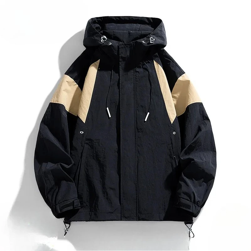 M-8XL Outdoor Oversized Windproof Waterproof Jacket Men Clothing Large Size Zipper Sweatshirt Loose Cargo Jacket Hooded Coats