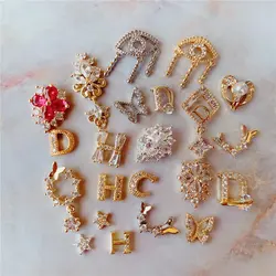 10pcs/lot 3D Heart Star Flower Alloy Nail Art Zircon Pearl Crystal Metal Manicure Nails Accessories Supplies Decorations Charms