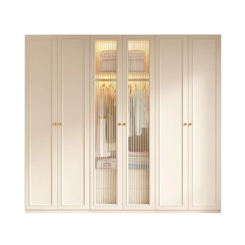 DSA cream style wardrobe small apartment through top locker simple bedroom light luxury wardrobe household storage cabinet