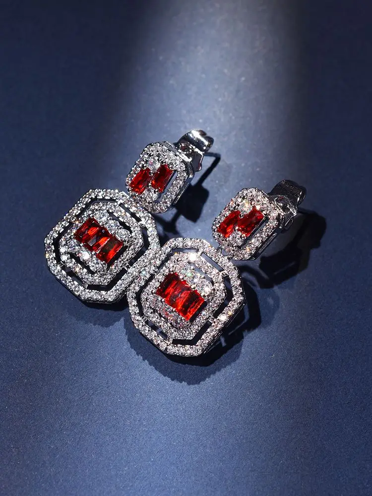 2026 New Full Ziron Drop Hanging Earrings for Women Silver Plated Geometric Dangle Earring for Bride Friends Teachers Ladies