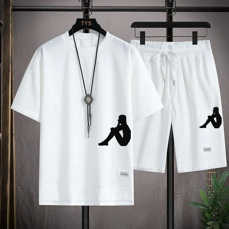 

Fashionable and casual men's sports suit short sleeved T-shirt and outdoor summer sports shorts two-piece set new M-3XL