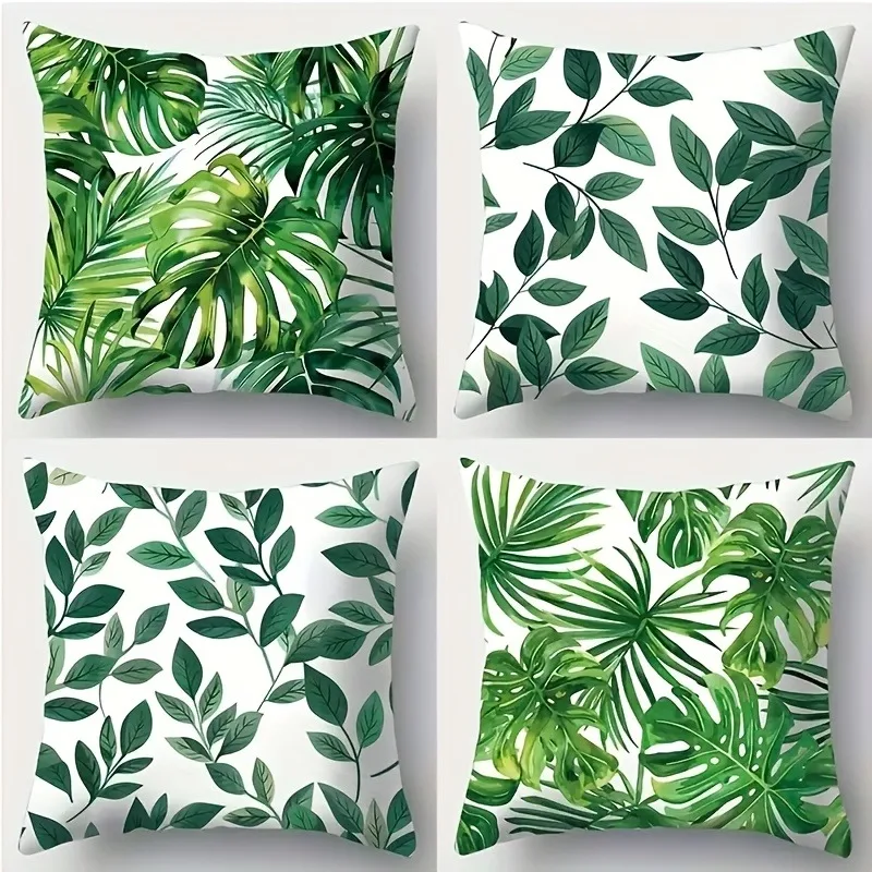 Tropical Leaf Print Pillowcase Sofa Bedroom Cushion Cover Double Sided Printing Without Pillow Core