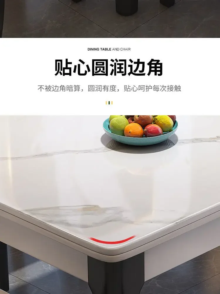 مجموعة طاولة طعام وكرسي غربي من بلاطة الصخور، ضوء من الخشب الصلب، حديث وبسيط، منزلي مستطيل صغير