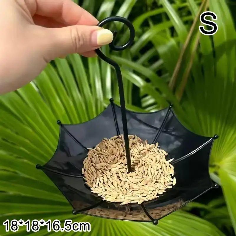 ☌1pc Outdoor Hanging Bird Feeder Tray Umbrella-shaped Iron Feeder & Water Bowl For Garden Courtyard Backyard Hummingbird Feeder