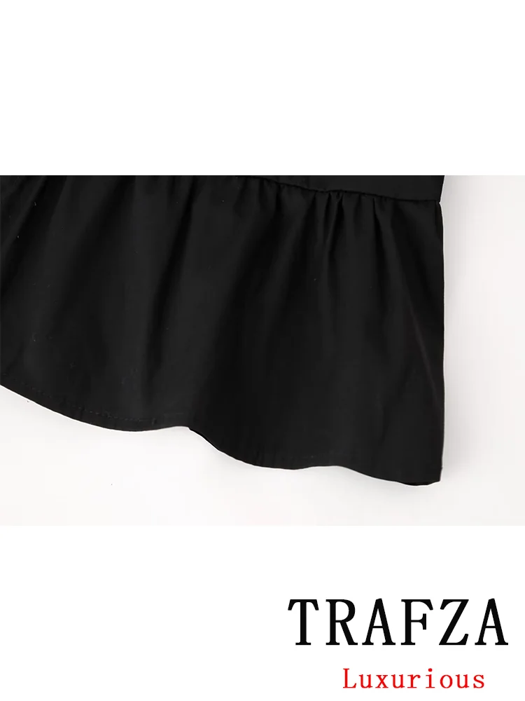 TRAFZA-Blusa sólida chique vintage feminina, manga comprida, camisas soltas, casual, elegante, feriado, nova moda, primavera, 2022