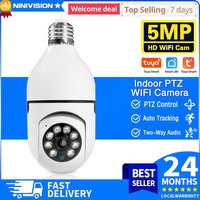 5MP Tuya Wifi E27 Bulb Smart Home Surveillance Protection IP Camera Color NightVision Auto Track Video Security Pet Baby Monitor