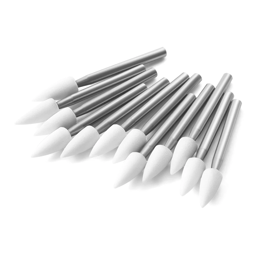 12pcs/Pack AZDENT Dental Polisher White Stone Flame Cone Round Shape Polishing Tool Composites Porcelain Dentistry Instrument