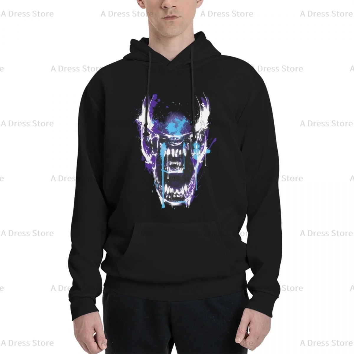 Xenomorph Essential Alien Polyester Two sided Hot stamping printing Men's Sweater,Unisex Vintage Pullover Hooded