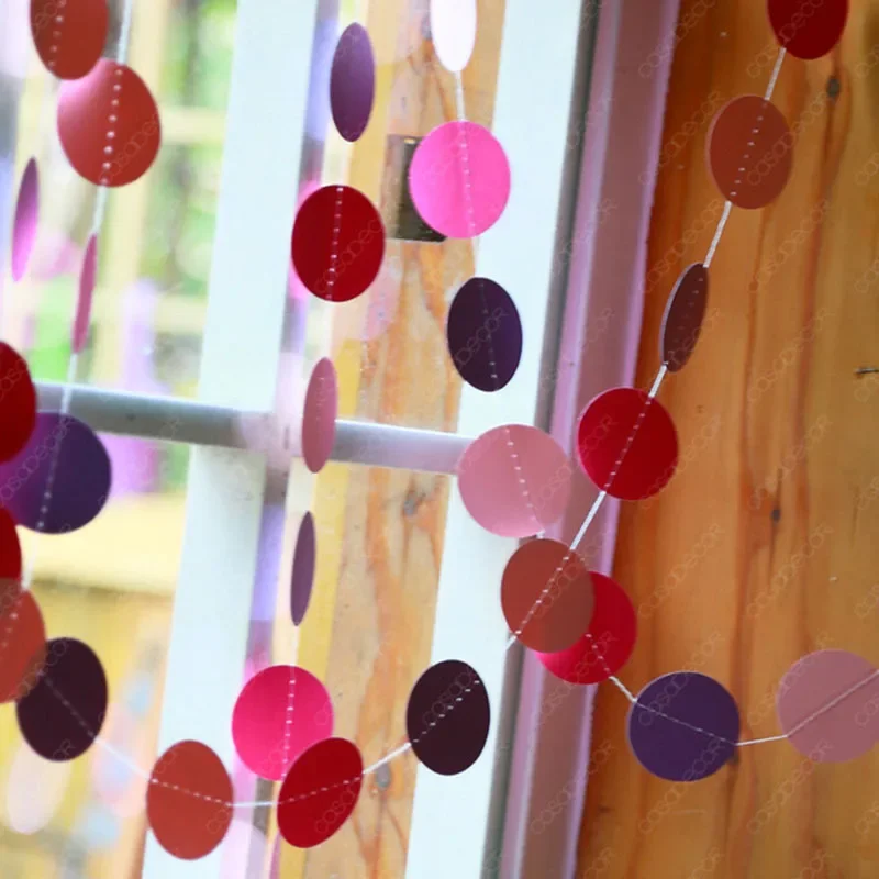 Mix Rainbow Color Circle Polka Dots Garland Banner Bunting Wedding Baby Shower Birthday Party Decoration Dot String Hanging