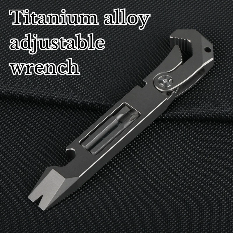

TC04 Titanium Alloy Adjustable Wrench Screwdriver Multi-functional Hand Tool Portable EDC Bottle Opener with A Movable Mouth