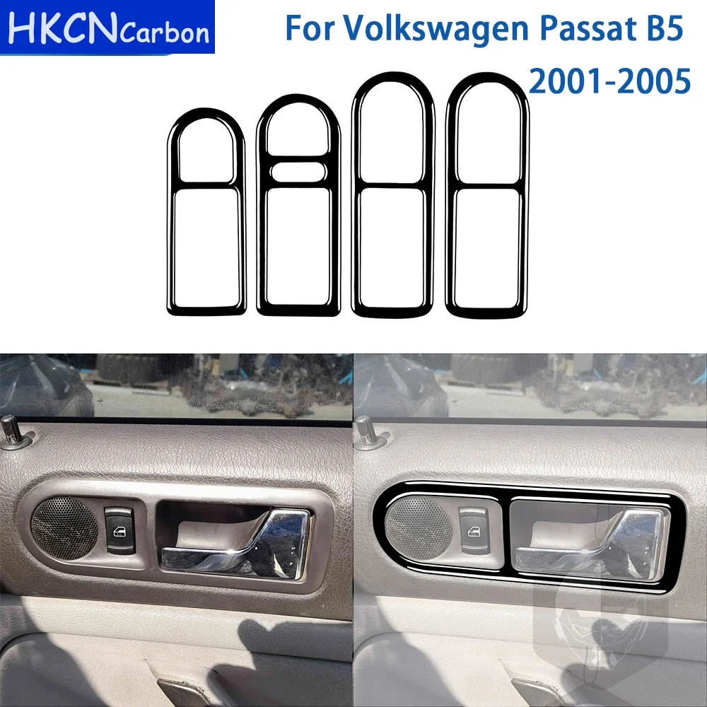

For Volkswagen Passat B5 2001-2005 Accessories Gloss Black Plastic Car Interior Lifting Gear Cupholder Panel Trim Sticker