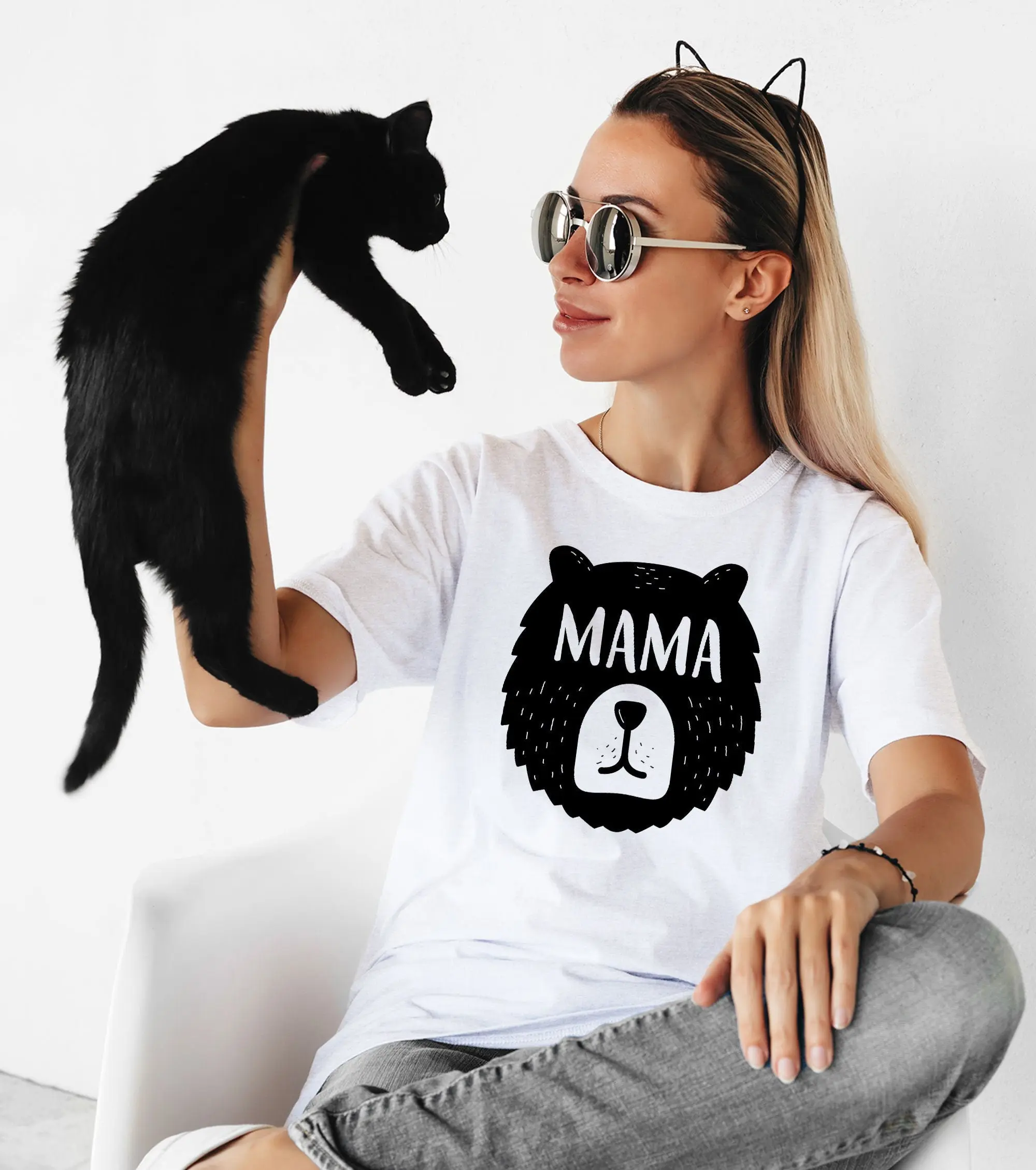 Mama Papa Bear T Shirt For Mommy Apparel Pregnancy Announcement Mom Birthday Funny Crewneck Mother'S Day Top