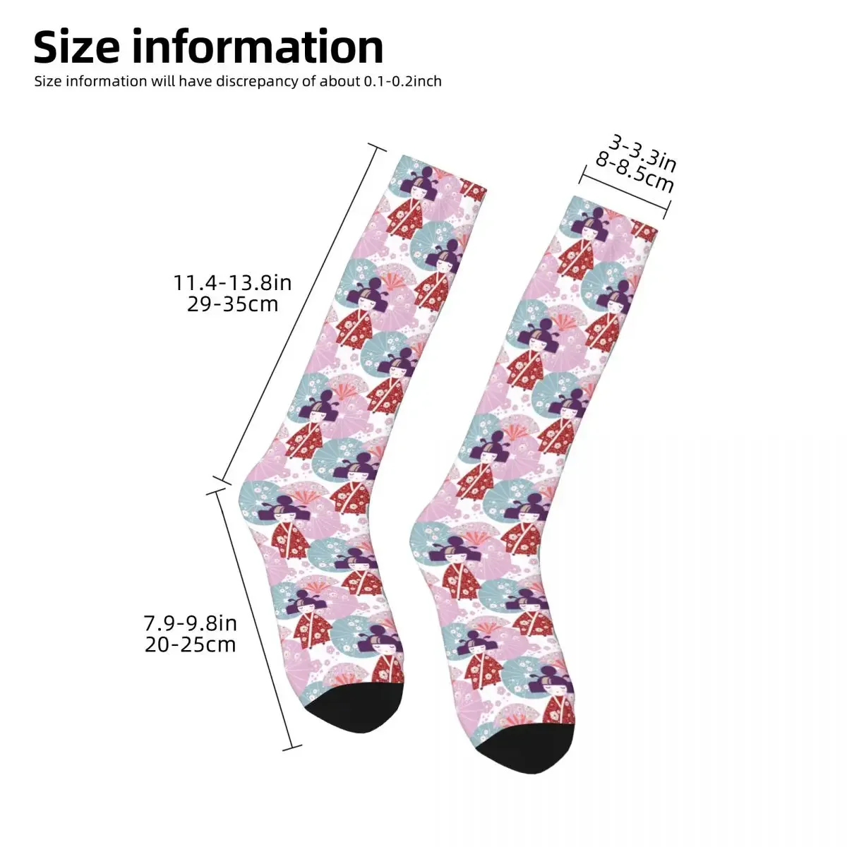 All Season Retro Unisex Japanese Girl Kokeshi Doll Over Calf Socks Accessories Football Socks Cute Best Gift Idea