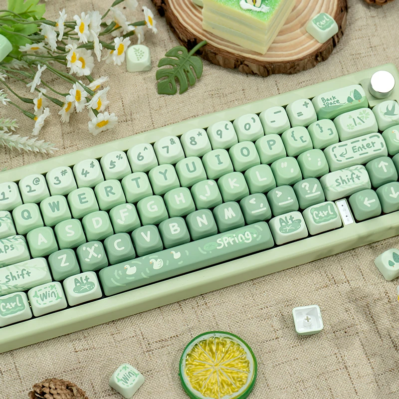 Spring Outing Themed Keycaps 133 Keys Moa Cherry Profile Pbt Thermal Sublimation Mechanical Keyboard Personality Cartoon Keycaps