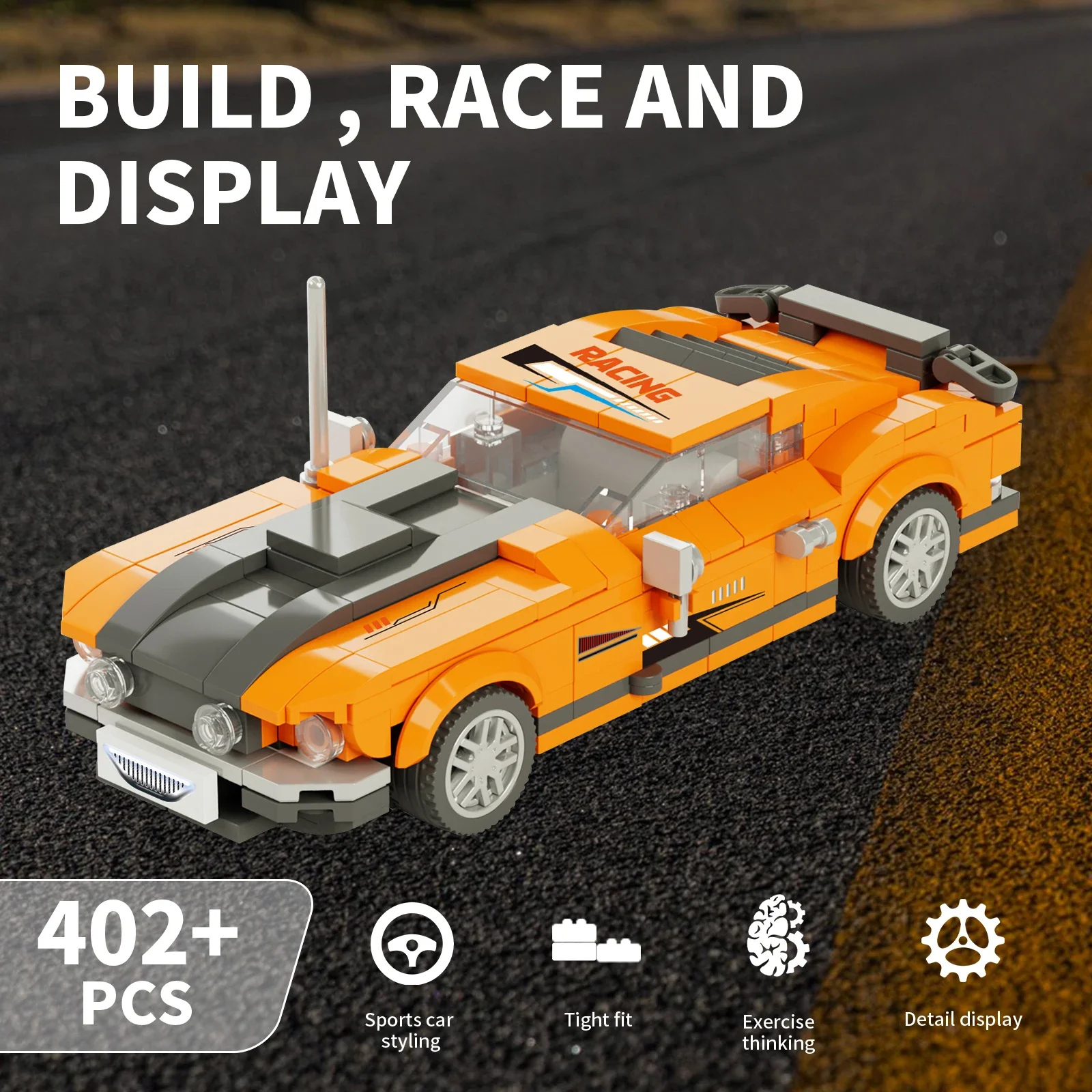 WeirWeichird 1:18 400+PCS Racing Model Building Set Challenging Sports Vehicle Toy for Boys Gift Kid Friend Adult