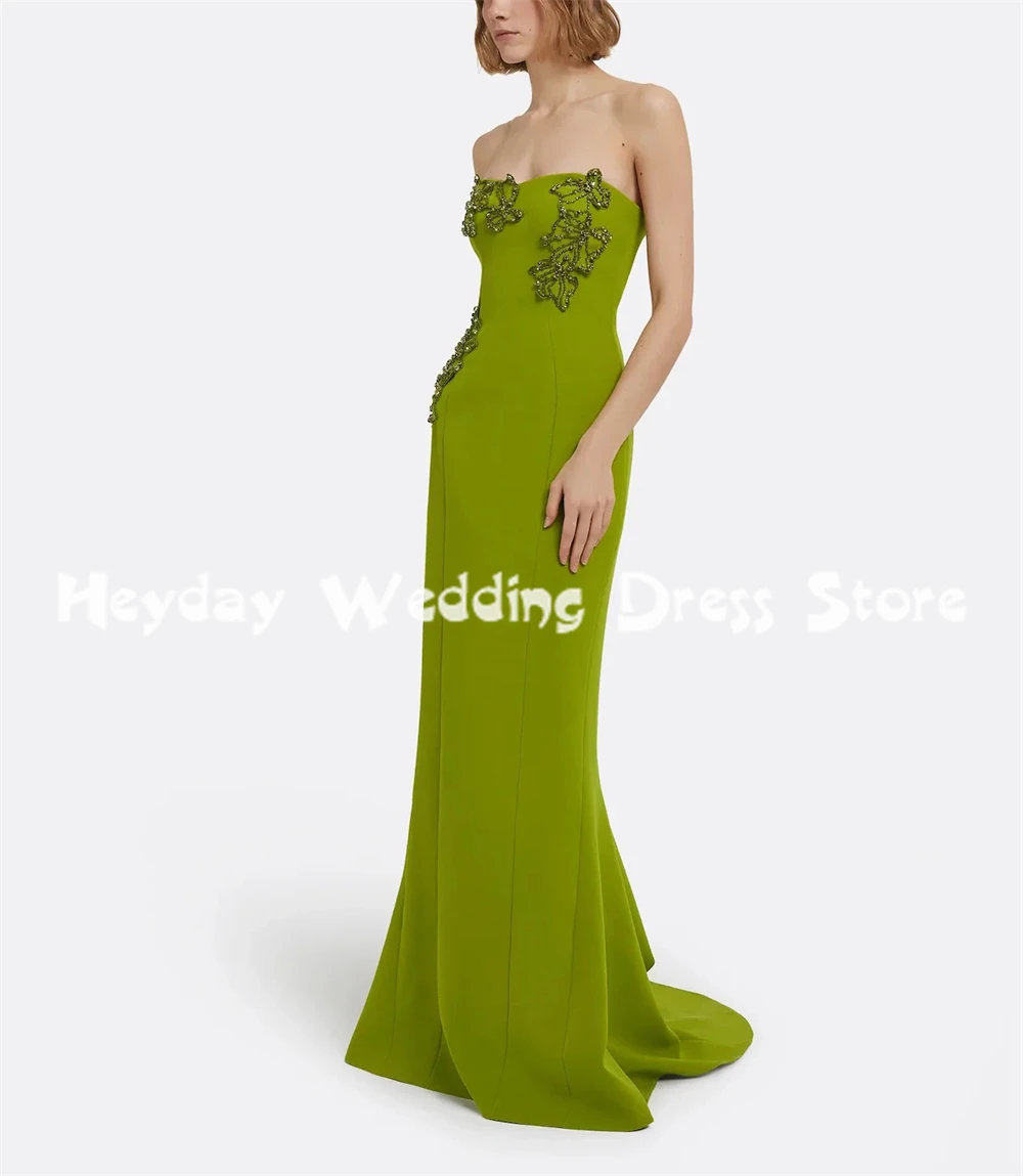 Heyday Women's Mermaid Strapless Beaded Saudi Evening Dresses With Sleeveless Floor-Length Formal Elegant Party Dresses 2025
