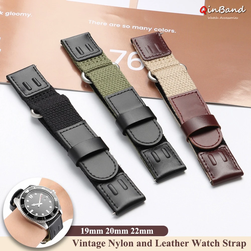 19mm 20mm 22mm Nylon Strap for Seiko for Tudor for Omega Hook and Loop Fastener Watch Band Men's Military Sports Wrist Bracelets