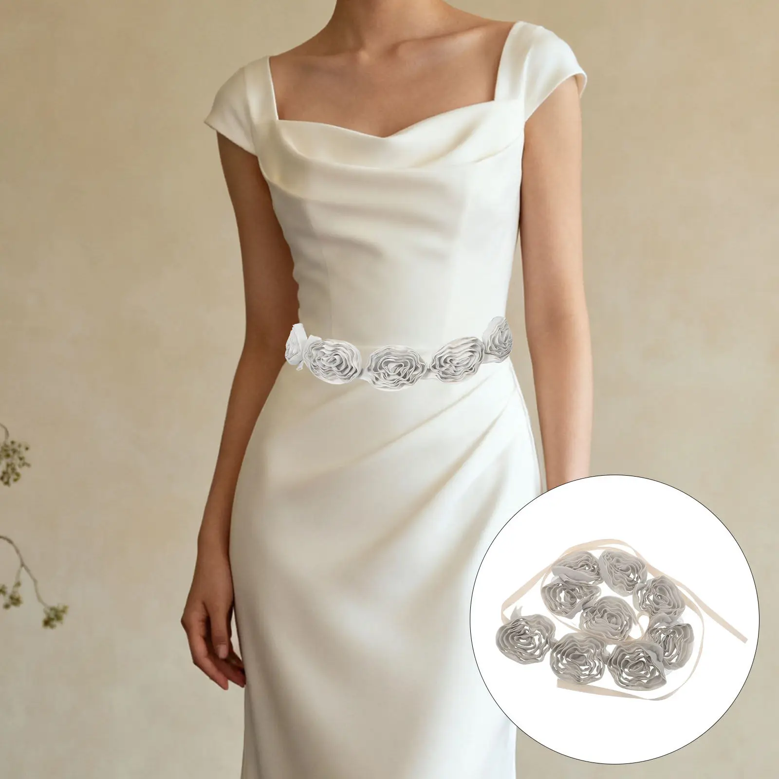 

Rose Embroidered Bridal Waistband for Women Adjustable Cloth Wedding Dress Belt Elegant Flower Sash for Bride Bridesmaid Evening