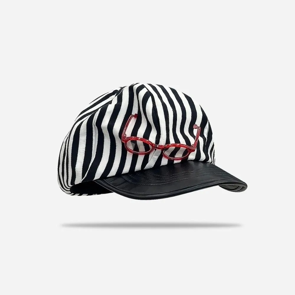 

Japanese Korean Striped Berets Versatile Y2k Painter Berets Casual Retro Beanie Cap Women