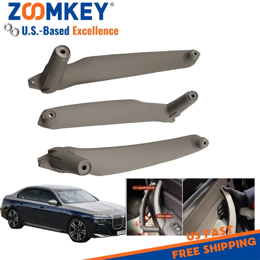 ZOOMKEY Brand New 3x Left & Right Gray Door Pull Handle Panel Fit For BMW X5 2007-2013 X6 #5 51416975791